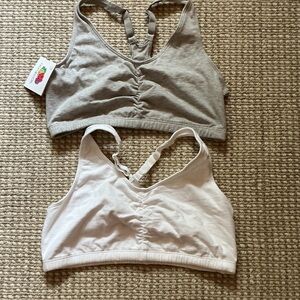 Wireless Racerback Bralette Set in Light Gray and White